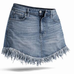 Celebrity Pink Denim Fringe Mini Skirt — Size 5 / 27